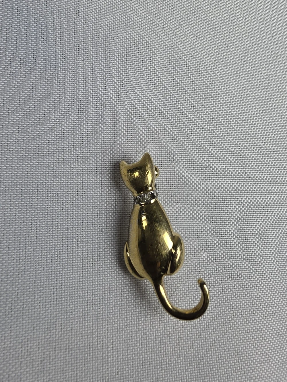 Vintage Signed Carolee Gold Tone Cat Brooch Rhinestone Collar Feline Pin Jewelry